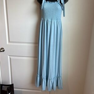 Sky Blue Smocked Maxi Dress